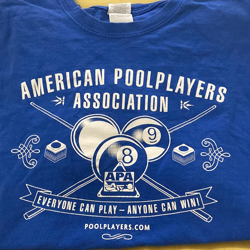 Blue short sleeve pool player association Gilden Xl